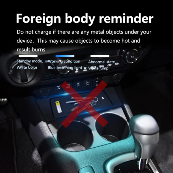 Safety protection of intelligent wireless charger for Toyota Hilux (2016 - 2025)